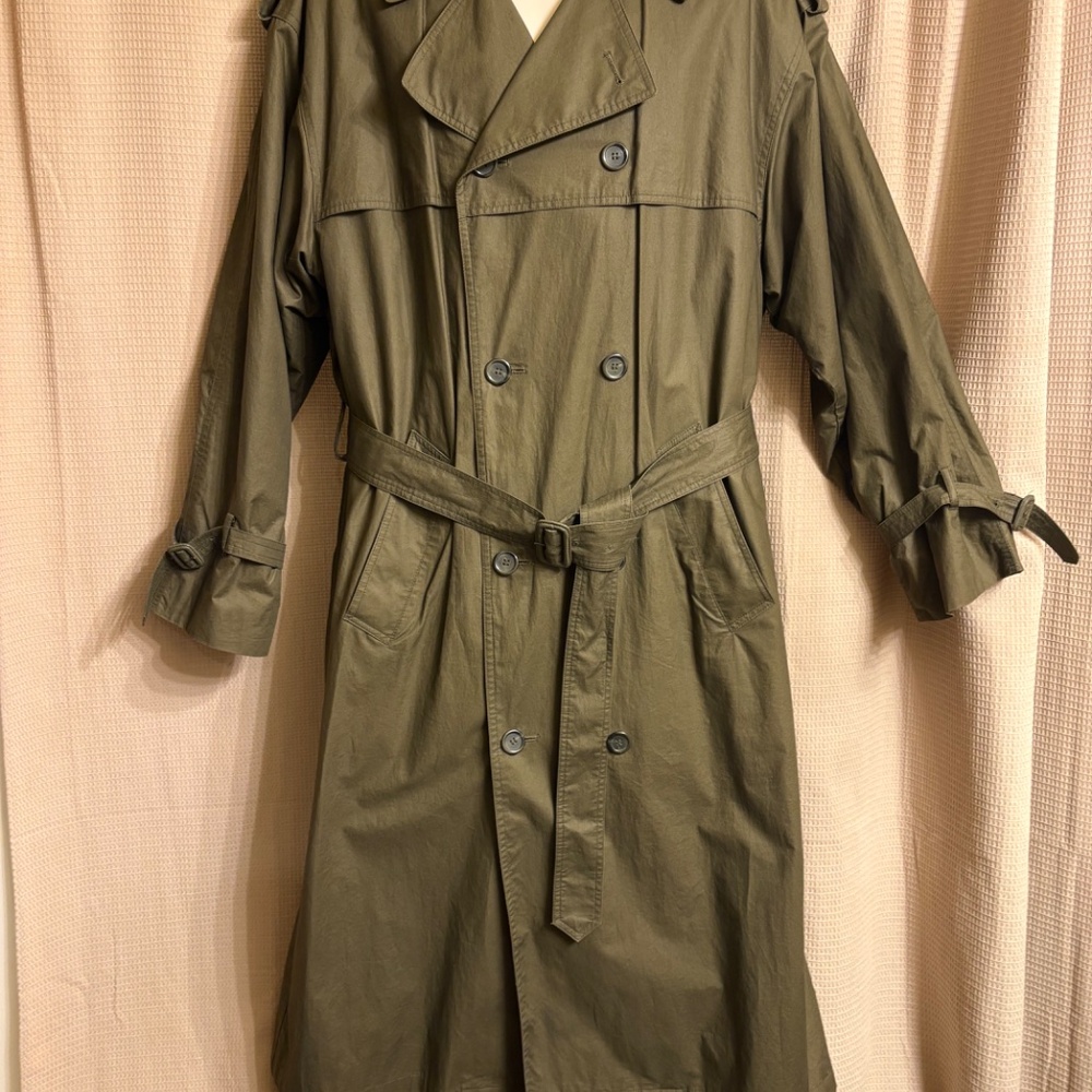 London Fog Trench Coat Reg Olive Green with Removable Liner Men's 40L